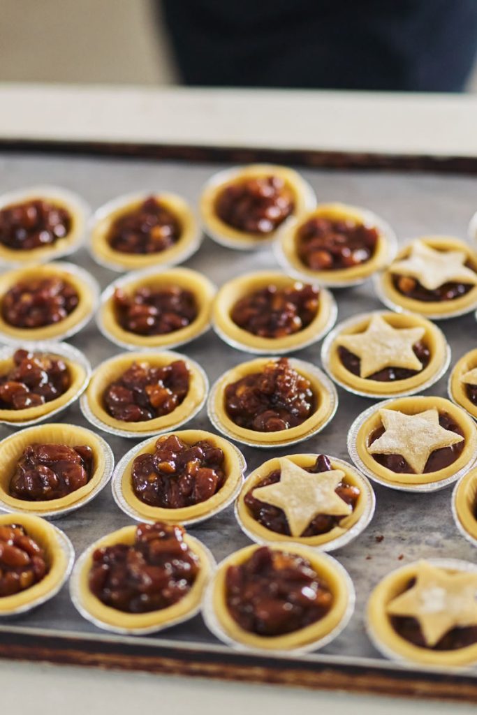 mince tarts sitting on a baking tray